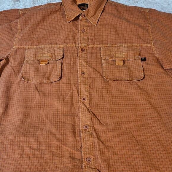 Weekendz off Men's button-down casual short sleeve orange crosshatch shirt L - Picture 5 of 6